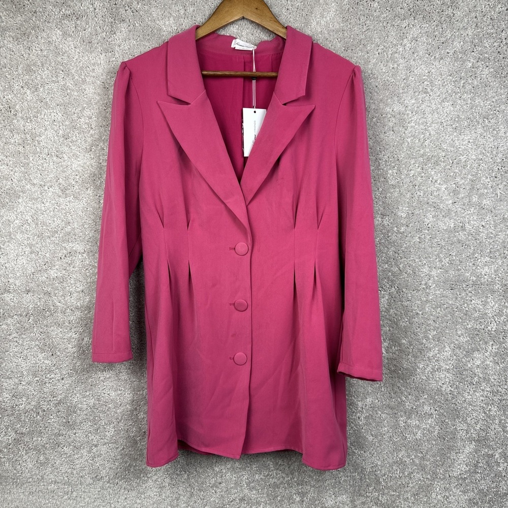 *FLAW* Lovers + Friends Cinched Pleated Blazer Jacket Dark Pink Women's Medium